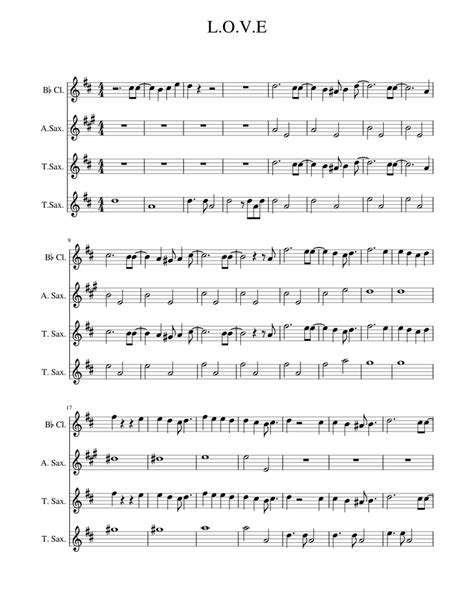 Love Sheet Music For Clarinet In B Flat Saxophone Alto