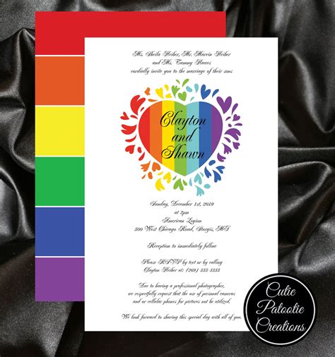gay wedding invitations rainbow gay pride heart wedding invitations wedding invitations gay