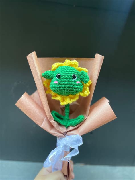 Crochet Shrek Sunflower Single Flower Bouquet Crochet Flower Etsy