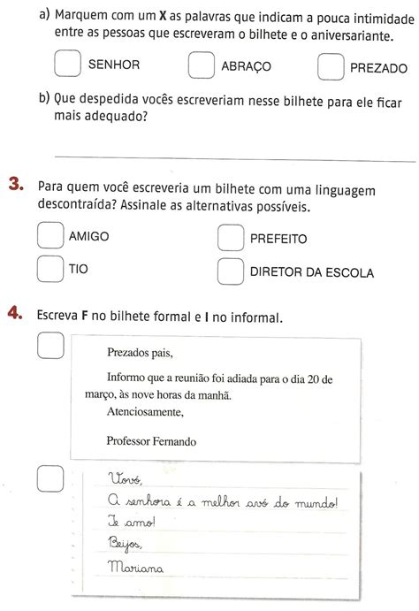Atividade Genero Textual Bilhete 1 Ano