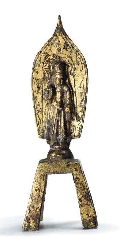 A Small Gilt Bronze Figure Of The Seated Maitreya Buddha Northern Qi