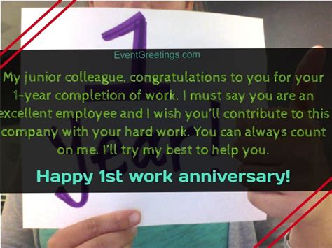 Dear colleague, congratulations on your work anniversary. 15 Unique Happy 1 Year Work Anniversary Quotes With Images