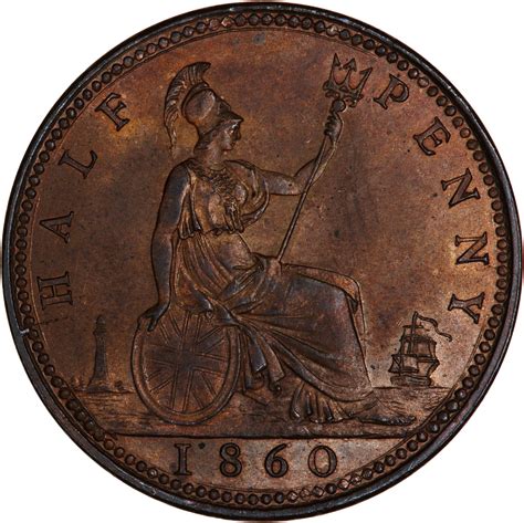 Halfpenny Britannia Third Design Coin Type From United Kingdom