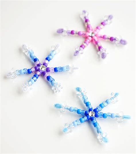 Beaded Pipe Cleaner Snowflakes Christmas Crafts For Kids Holiday
