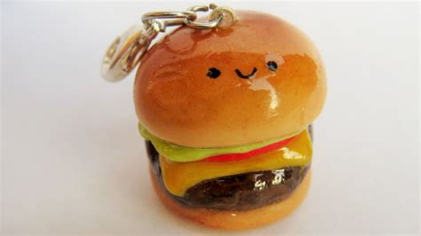 Polymer Clay Hamburger Charm Food Jewelry Kawaii Burger Charm Food