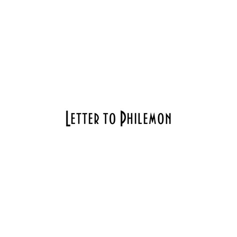 Letter To Philemon Jesus Unltd