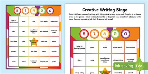 Creative Writing Bingo Teacher Made Twinkl
