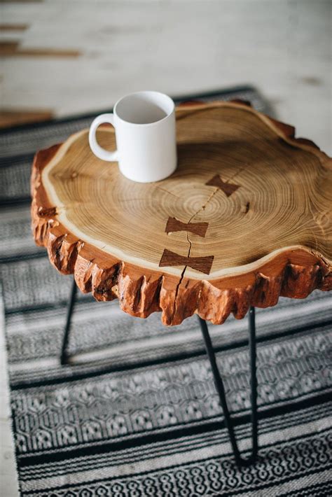 Live edge cherry wood slab coffee/bench table w/turquoise inlay. Round Coffee Table Wood Coffee Table Side Coffee Table ...