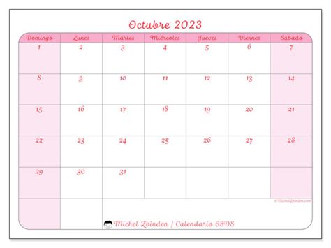 Calendario Octubre De 2023 Para Imprimir “772ds” Michel Zbinden Cl