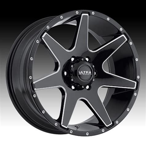 Ultra 205 Tempest Gloss Black Milled Custom Wheels Rims 205bm