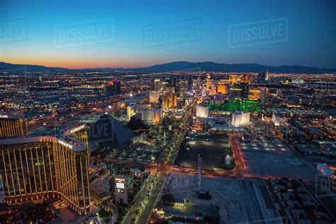 Aerial View Of Illuminated Cityscape Las Vegas Nevada United States