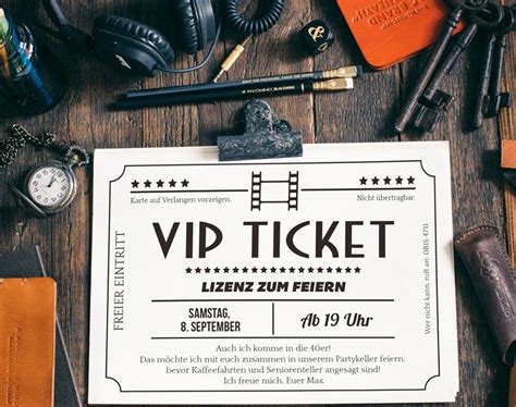 Für festliche anlässe wie hochzeiten und geburtstage sind einladungskarten das ideale mittel, um den gästen eine gelegenheit, einladungskarten zum drucken selbst zu erstellen, findet sich jederzeit. Kostenloses VIP-Kinoticket zum Ausdrucken | Einladung ...