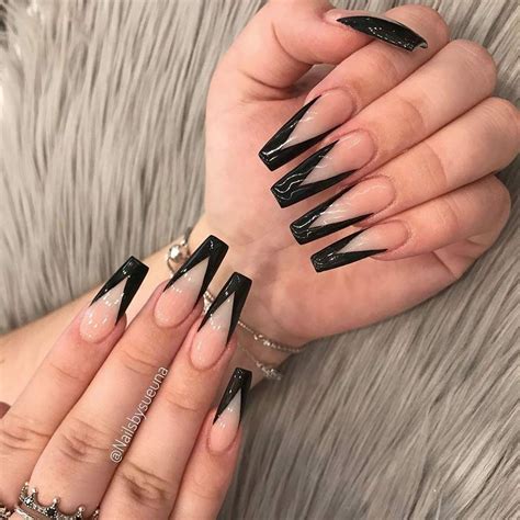 Black French Tips With Jewels
