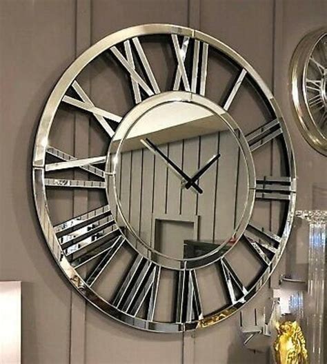Plexiglass Mirror Wall Clock Extra Large Wall Clock Black Etsy In