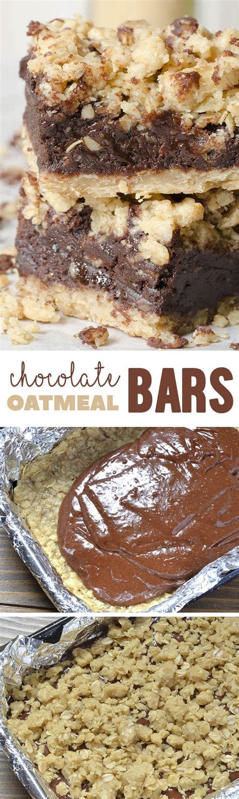 These easy chocolate oatmeal bars are made with a brown sugar and oat crust topping and a rich chocolate filling. Chocolate Oatmeal Bars - OMG Chocolate Desserts