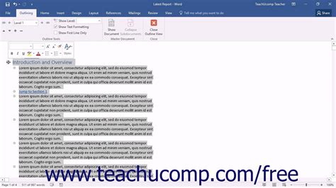 Word 2016 Tutorial Using Outline View Microsoft Training Youtube