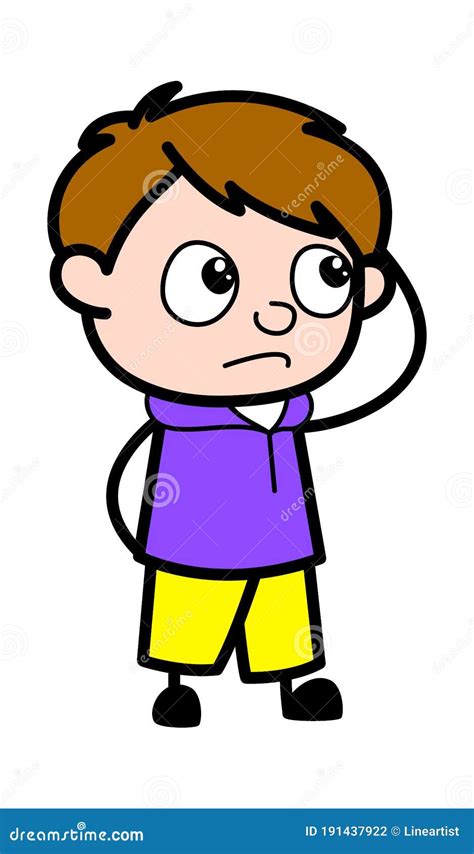 Cartoon Boy Thinking In Confusion Stock Illustration Illustration Of