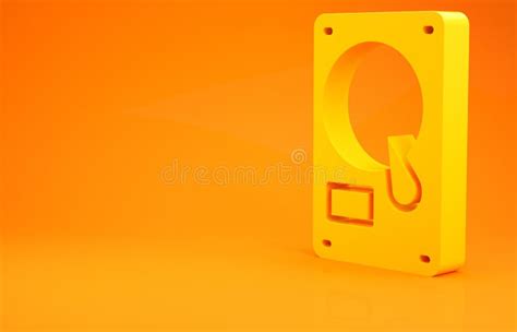 Yellow Hard Disk Drive Hdd Icon Isolated On Orange Background 3d