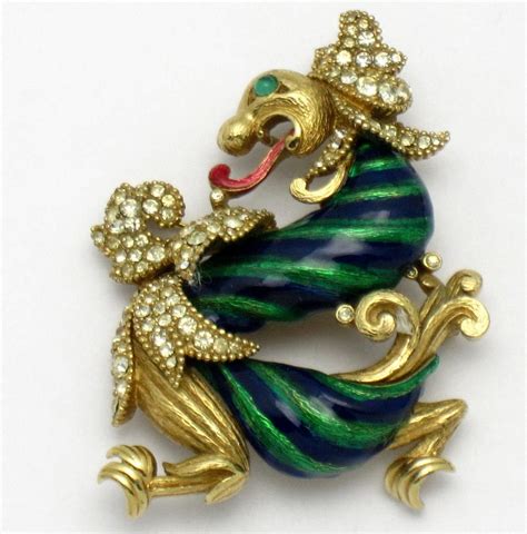 Vintage Rare Ciner Mythical Dragon Brooch Enamel Crystal Rhinestones