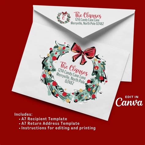 Printable Christmas Envelope Template Christmas Envelope Etsy
