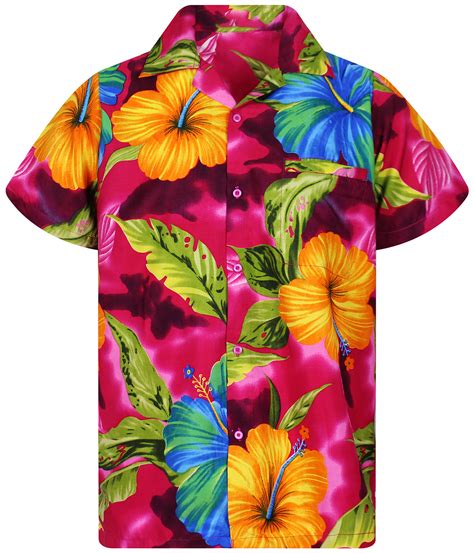 King Kameha Funky Hawaiihemd Herren Xs Xl Kurzarm Front Tasche Hawaii Print