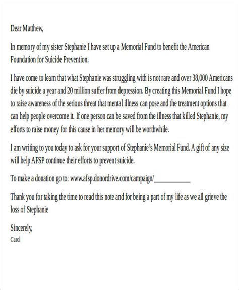 Create a notification letter template to notify a family member of donations made in their loved one's memory. FREE 41+ Sample Donation Letter Templates in MS Word ...