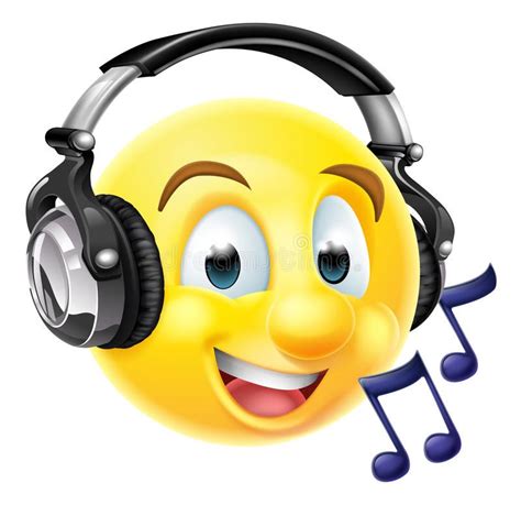 Fones De Ouvido Vestindo Do Emoticon De Emoji Da Música Ilustração Do