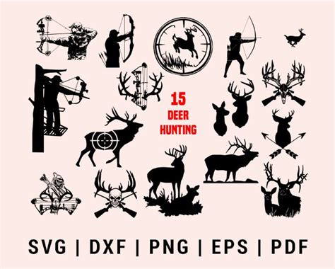 Download deer hunting Bundle SVG, DXF, PNG, EPS, PDF Cricut Silhouette Printable Files in 2020 (With ...