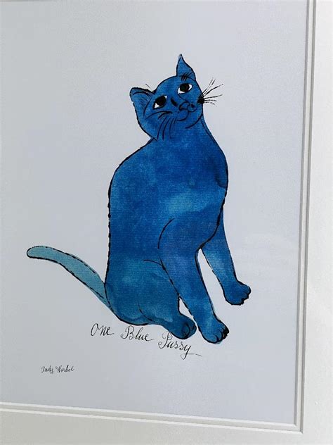 Andy Warhol One Blue Pussy 1954 Lithograph Printframed Plate Signed Dimensions 21 X 22 Inch