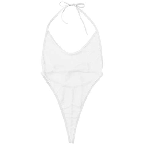 us womens one piece mesh bodysuit see through lingerie high cut leotard swimwear ebay
