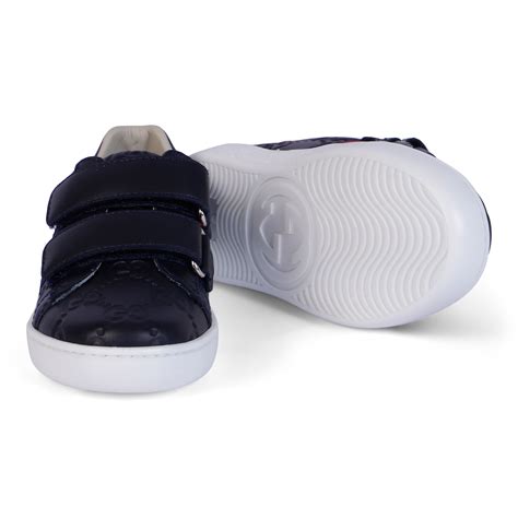 Gucci Gg Velcro Sneakers In Navy Bambinifashioncom