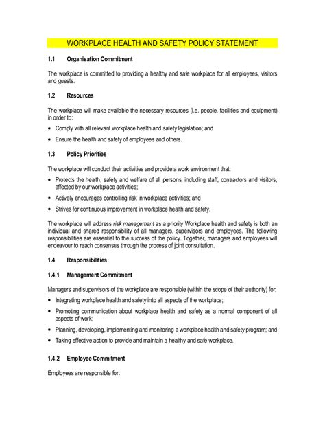 8 Free Workplace Safety Policy Templates Pdf Free And Premium Templates