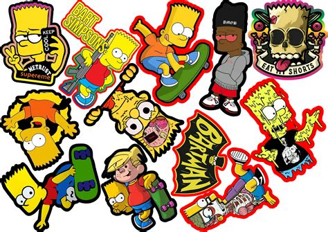 Iamco Sticker Pack Bart Simpson Character Weatherproof Water Proof