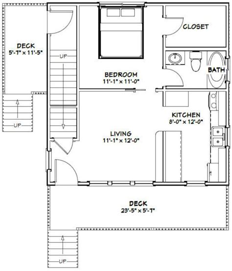 24x24 Duplex 1088 Sq Ft Pdf Floor Plan Instant Download Model 15 Etsy