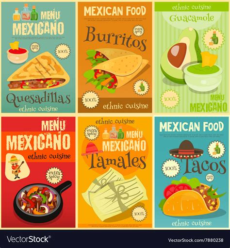 Mexican Food Menu Mini Posters Royalty Free Vector Image