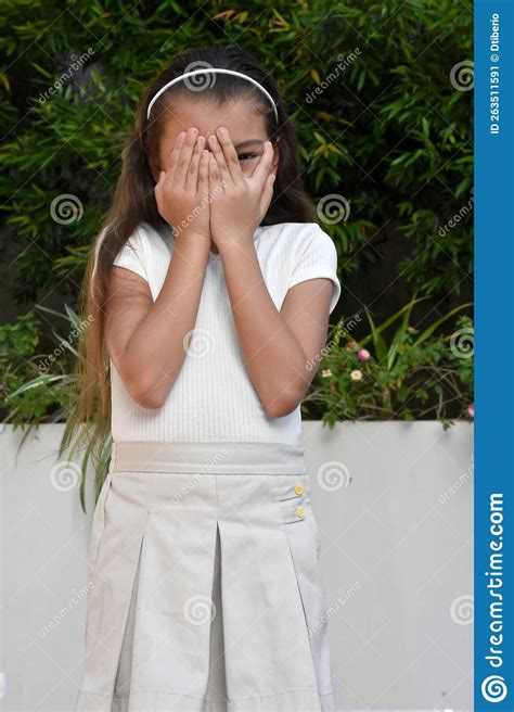 A Shameful Philippina Girl Kids Standing Stock Image Image Of
