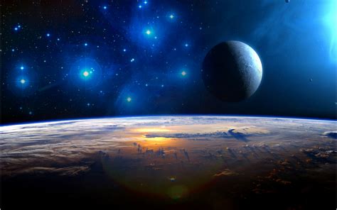 Space Earth Planets Reflection Stars Wallpapers Hd Desktop And