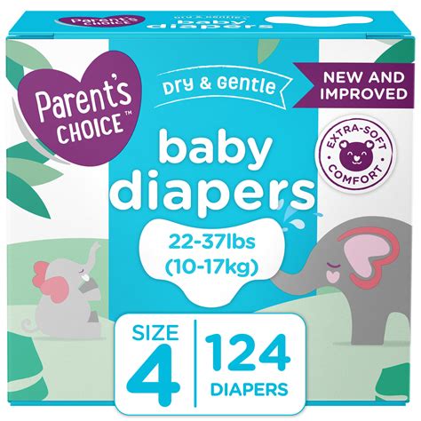 Parents Choice Dry And Gentle Baby Diapers Size 4 124 Count