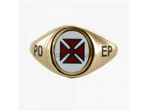 Masonic 9ct Gold Knights Templar Ring With Fixed Head And Pd Ep Engraving
