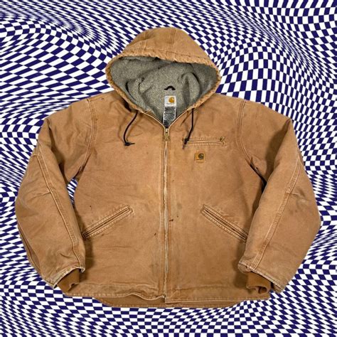 vintage carhartt j141 sherpa lined sandstone jacket grailed
