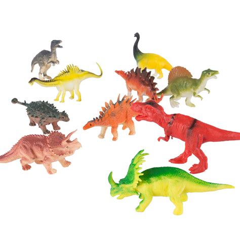10 Pack Assorted Toy Dinosaur Figure Play Set By Hey Play