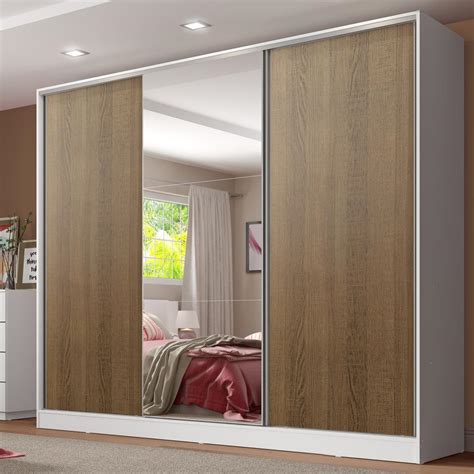 Guarda Roupa Casal 100 MDF Madesa Royale 3 Portas De Correr Com