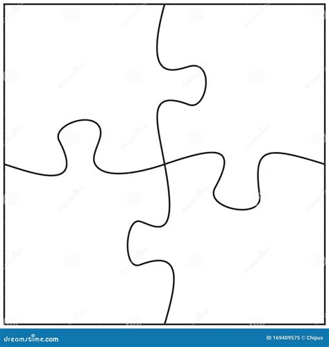 Four Jigsaw Pieces Template 4 Puzzle Pieces Connected Together Stock