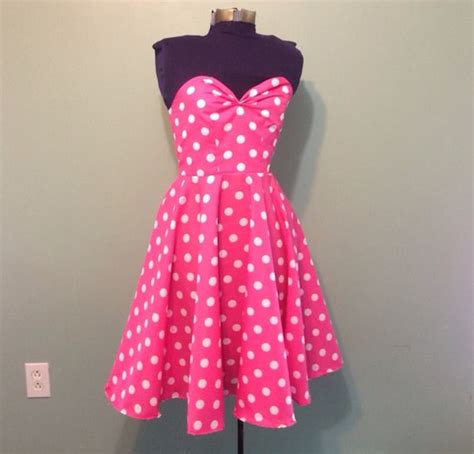 Womens Pink And White Polka Dot Dress Vintage By Offbeatvintage