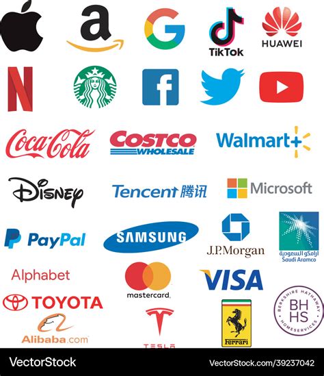 Popular Companies Logos Royalty Free Vector Image