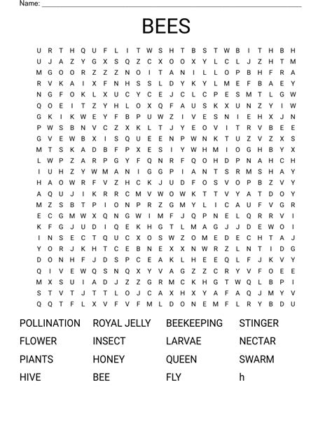Bees Word Search Wordmint