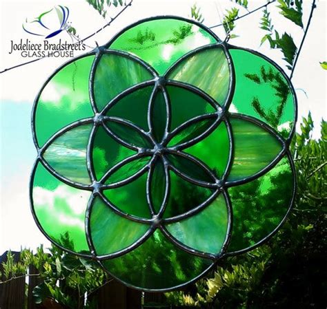 Green Seed Of Life Stained Glass Mandala Sun Catcher Etsy Seed Of Life Mandala Stained Glass