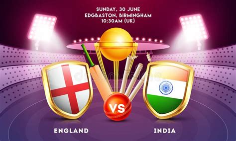 England Vs India Cricket Match Poster Design Stock Illustration