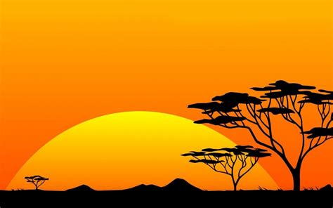 Vector Safari Sunset Hd Wallpaper Sunset Art African Art Africa Sunset
