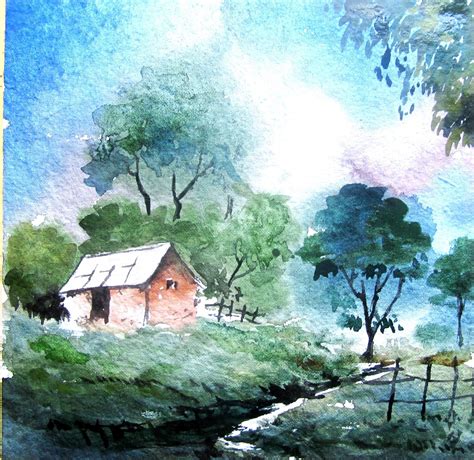 Landscape Drawing With Watercolor At Paintingvalley Com Explore Collection Of Landscape